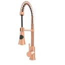 Copper Kitchen Faucet with Soap Dispenser, Single Handle Solid Brass High Arc Pull Down Sprayer Head Kitchen Sink Faucets with Deck Plate