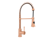 Copper Pre-Rinse Spring Kitchen Faucet, Single Level Solid Brass Kitchen Sink Faucets with Pull Down Sprayer