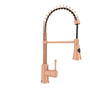 Copper Kitchen Faucet with Soap Dispenser, Single Handle Solid Brass High Arc Pull Down Sprayer Head Kitchen Sink Faucets with Deck Plate
