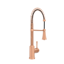 Copper Kitchen Faucet with Soap Dispenser, Single Handle Solid Brass High Arc Pull Down Sprayer Head Kitchen Sink Faucets with Deck Plate
