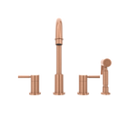 Two-Handles Copper Widespread Kitchen Faucet with Side Sprayer