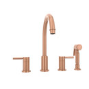 Two-Handles Copper Widespread Kitchen Faucet with Side Sprayer
