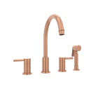 Two-Handles Copper Widespread Kitchen Faucet with Side Sprayer