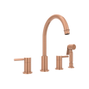 Two-Handles Copper Widespread Kitchen Faucet with Side Sprayer