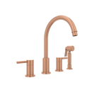 Two-Handles Copper Widespread Kitchen Faucet with Side Sprayer