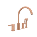 Two-Handles Copper Widespread Kitchen Faucet with Side Sprayer