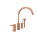 Two-Handles Copper Widespread Kitchen Faucet with Side Sprayer