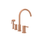 Two-Handles Copper Widespread Kitchen Faucet with Side Sprayer