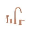 Two-Handles Copper Widespread Kitchen Faucet with Side Sprayer