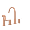 Two-Handles Copper Widespread Kitchen Faucet with Side Sprayer