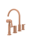 Two-Handles Copper Widespread Kitchen Faucet with Side Sprayer