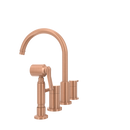 Two-Handles Copper Widespread Kitchen Faucet with Side Sprayer