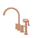 Two-Handles Copper Widespread Kitchen Faucet with Side Sprayer