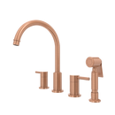 Two-Handles Copper Widespread Kitchen Faucet with Side Sprayer
