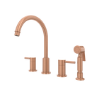 Two-Handles Copper Widespread Kitchen Faucet with Side Sprayer