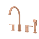 Two-Handles Copper Widespread Kitchen Faucet with Side Sprayer