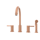 Two-Handles Copper Widespread Kitchen Faucet with Side Sprayer