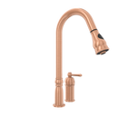Copper Pull Out Kitchen Faucet with in-Deck Handle, Single Level Solid Brass Kitchen Sink Faucets with Pull Down Sprayer