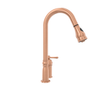 Copper Kitchen Faucet with in-Deck Handle and Soap Dispenser, Single Handle Solid Brass High Arc Pull Down Sprayer Head Kitchen Sink Faucet