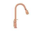 Copper Pull Out Kitchen Faucet with in-Deck Handle, Single Level Solid Brass Kitchen Sink Faucets with Pull Down Sprayer