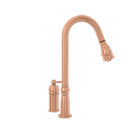 Copper Pull Out Kitchen Faucet with in-Deck Handle, Single Level Solid Brass Kitchen Sink Faucets with Pull Down Sprayer