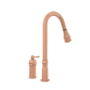 Copper Pull Out Kitchen Faucet with in-Deck Handle, Single Level Solid Brass Kitchen Sink Faucets with Pull Down Sprayer