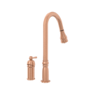 Copper Kitchen Faucet with in-Deck Handle and Soap Dispenser, Single Handle Solid Brass High Arc Pull Down Sprayer Head Kitchen Sink Faucet