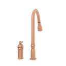 Copper Kitchen Faucet with in-Deck Handle and Soap Dispenser, Single Handle Solid Brass High Arc Pull Down Sprayer Head Kitchen Sink Faucet