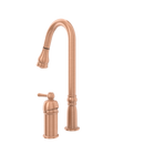 Copper Pull Out Kitchen Faucet with in-Deck Handle, Single Level Solid Brass Kitchen Sink Faucets with Pull Down Sprayer