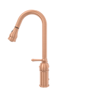 Copper Kitchen Faucet with in-Deck Handle and Soap Dispenser, Single Handle Solid Brass High Arc Pull Down Sprayer Head Kitchen Sink Faucet
