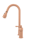 Copper Pull Out Kitchen Faucet with in-Deck Handle, Single Level Solid Brass Kitchen Sink Faucets with Pull Down Sprayer