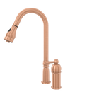 Copper Pull Out Kitchen Faucet with in-Deck Handle, Single Level Solid Brass Kitchen Sink Faucets with Pull Down Sprayer