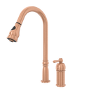 Copper Pull Out Kitchen Faucet with in-Deck Handle, Single Level Solid Brass Kitchen Sink Faucets with Pull Down Sprayer