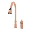 Copper Pull Out Kitchen Faucet with in-Deck Handle, Single Level Solid Brass Kitchen Sink Faucets with Pull Down Sprayer