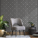 Geometric Wallpaper with Interlocking Lines in Black and White - B098