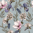 Irises on Grey Wallpaper