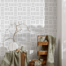 Geometric Wallpaper with an Alternating Line Pattern in Black and White - B105