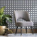Geometric Wallpaper Featuring a Diamond Grid in Blue and White - B107