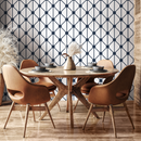 Geometric Wallpaper with a Connecting Dot Grid in Dark Blue and White - B109