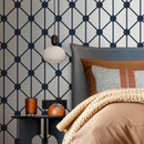 Geometric Wallpaper with a Connecting Dot Grid in Dark Blue and White - B109