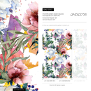 Floral Wallpaper with a Watercolor Peony Bouquet in Pink, Blue, and Green - B110