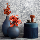 Floral Wallpaper with Hand-Drawn Chrysanthemums in Blue - B150