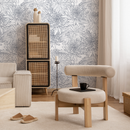 Floral Wallpaper with Hand-Drawn Chrysanthemums in Blue - B150