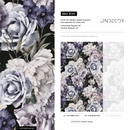 Floral Wallpaper with Vintage Peonies and Roses in Purple, Green, and Black - B186