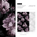 Floral Wallpaper with Large Moody Peonies in Purple and Black - B197