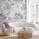 Vintage Floral Wallpaper with Peonies in Blue and Pink - B232