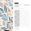 Abstract Wallpaper with Wavy Feather-Like Strokes in Blue and Brown - B239