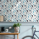 Abstract Wallpaper with Painterly Spots in Blue, Gray, and Black - B282