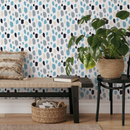 Abstract Wallpaper with Painterly Spots in Blue, Gray, and Black - B282