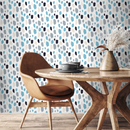 Abstract Wallpaper with Painterly Spots in Blue, Gray, and Black - B282